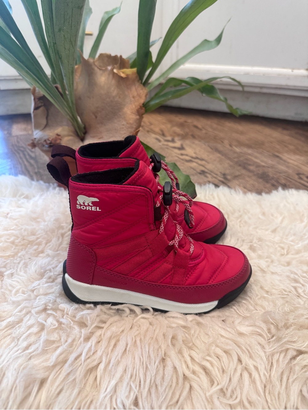 Sorel Kids Dark Pink Snow Boot with White Midsole